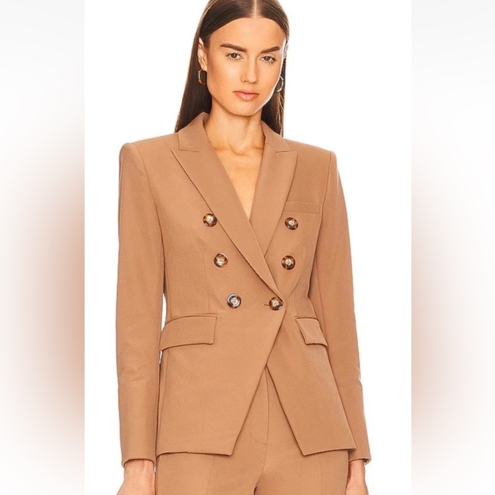 Veronica Beard Miller Khaki Blazer with Brass Buttons, Made in Portugal